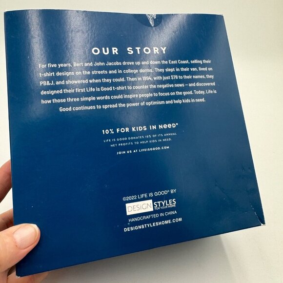 LIFE IS GOOD Set of 4 Decorative Glass Christmas Tree Ornaments 4 pack large si - Picture 7 of 8